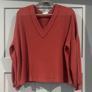 Altar'd State Textured Red V-Neck Sweater